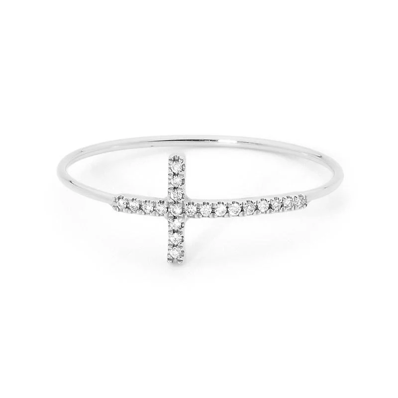 Gold and Diamond Cross Ring - Image 6